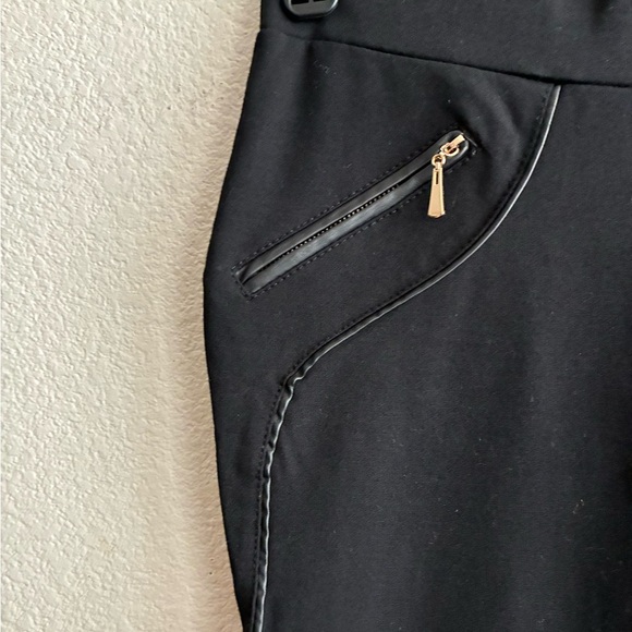 Kessley  Black Zip Details Fitted Pants Black L - Picture 5 of 11